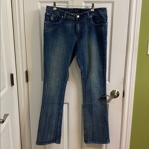 Rocawear Bootcut Flare Jeans Size 11 12 Y2k Medium Wash Beaded Logo Embellished